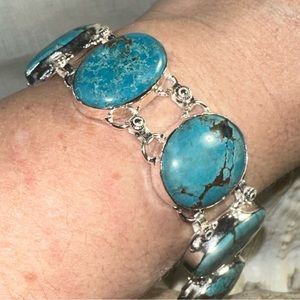 Exotic Kingman Turquoise statement cluster Bracelet Cuff
